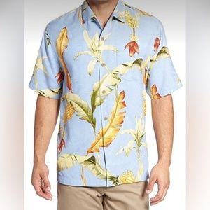Tommy Bahama Mens Silk Tropical Shirt Large Cruise Hawaiian Beach Resort Button